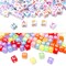 1400 Pieces 5 Color Acrylic Alphabet Cube Beads Letter Beads with 1 Roll 10M Crystal String Cord for Jewelry Making(6mm)